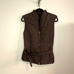Zara Brown Belted Puffer Vest